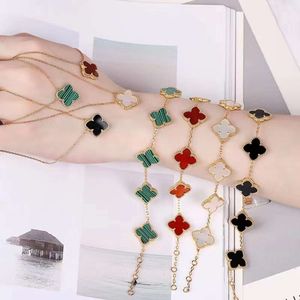 Double Fanjia Sided Clover Five Flower Damen High Edition Weiße Fritillaria Rote Jade Chalcedon Champagner Armband Racelet