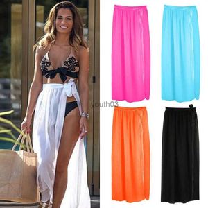 Kjolar skorts kvinnor badkläder bikini täcker ren strand mini wrap kjol sarong pareo shorts vit svart röd blå 240319