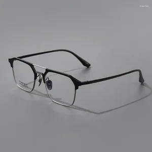 Solglasögonramar 54-19-146 Pure Titanium Glasses Ultralight Business Double Beam Vintage Men's Myopia Rim Anpassat recept