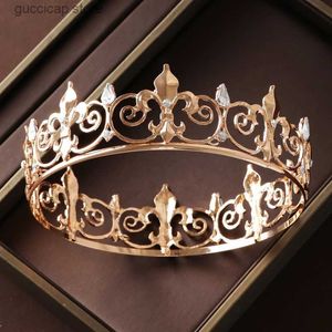 Tiaras Itacazzo Gelin Meapear Gold-Ceno Lüks Stil Klasik Bayanlar Güzellik Pageant Düğün Taç Y240319