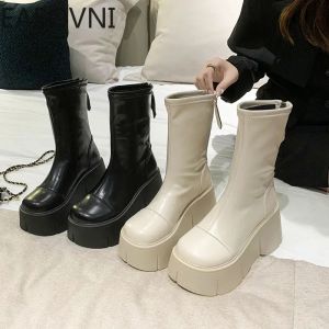 Ботинки короткие плюшевые панк -сапоги для женщин модными спинками Zippers Short Boot