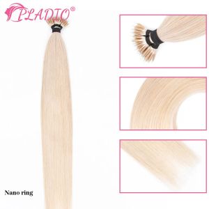 Extensions PLADIO Gerade Nano Ring Haarverlängerungen Natürliche Echthaarverlängerungen Brasilianisches Remy Haar 1g/Stück Fusion Ombre Blond 50 Stk