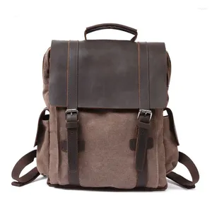 Plecak vintage na płótnie skórzane plecaki dla mężczyzn laptopowe plecaki dzienne wodoodporne plecaki duże woskowane opakowania z tyłu
