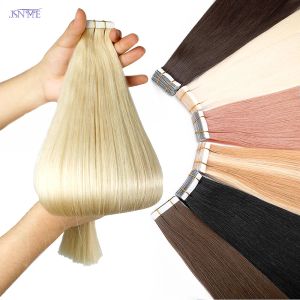 Extensões jsnme fita em extensões de cabelo humano dupla face invisível fita sem emenda no cabelo natural em linha reta preto marrom loira para salão de beleza