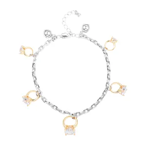 Charme pulseiras de alta qualidade zircão incrustado pulseira cobre-banhado ouro moda personalidade estilo rh rosa cor opcional jóias para mulheres