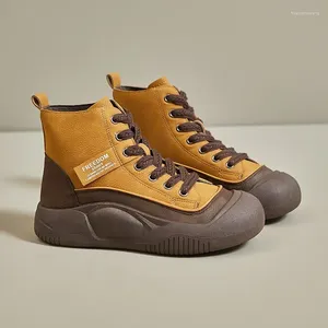 Freizeitschuhe Damen Sport im Angebot Sneakers Leder Schnürung Winter Damen Vulkanisierter Schuh Leichtes Canvas Runde Zehen 2024