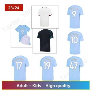 23 24 Haaland Soccer Jersey Grealish Gvardiol Man Cities Alvarez Football Jersey för fans de Bruyne Foden Home Away 3rd Football Shirt Set Uniform