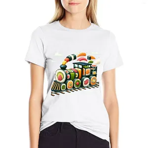 Polos femininos Sushi Train T-shirt fofos tops de verão roupas de anime camisas de treino para mulheres