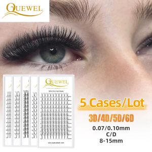 Eyelashes Quewel Lashes 5Pcs/Lot Premade Volume Fans Short Stem 3D 4D 5D 6D 5Trays Russian Eyelash Extension Faux Mink Individual Lash