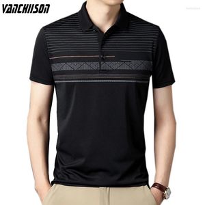 Men's Polos Men Brand Polo Shirt Tops Short Sleeve For Summer Stripes Father Daddy Clothing Retro Vintage Casual 00055