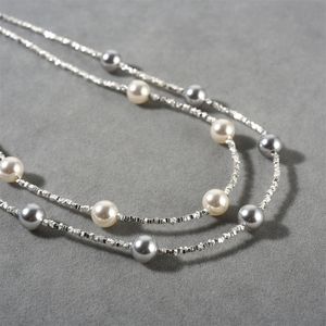 Collana serie Galaxy Brilliant Collana di perle in argento spezzato Design piccolo e popolare Moda avanzata e versatile Gioielli da donna con stella del cielo intero