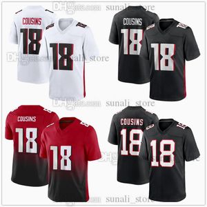 Stitched 2024 Nya fotbollströjor 18 Kirk Cousins ​​Sports Black Red White Game Mens Women Youth Embrodery