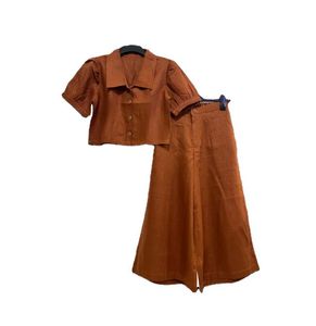 Premium Fashion Pants for Ladies Linen Set Blouse with Elastic Womens Dress Top Hight Quality From Thailand