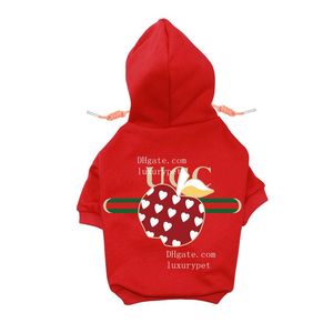 Designer Dog Clothes Comfortable Dog Apparel Soft Fleece Dog Hoodie with Classic Letter and Apple Pattern, Cold Winter Warm Pet Sweatshirts for Kittens Puppys A985