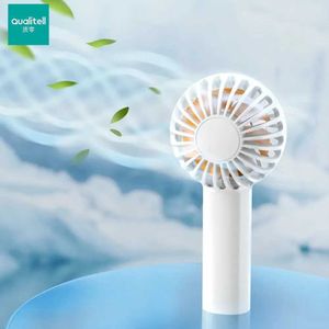 Ventiladores elétricos Qualitell Handheld Mini Winder 3 velocidades baixo ruído 1200mAh Ttype-c Carregando portátil pequeno ventilador de resfriamento verão células de bateria avançadas 240319