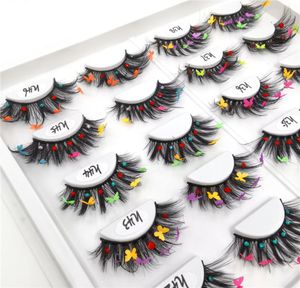 Färgad faux 3D Mink Eyelashes Butterfly False Eyelash Full Strip Eye Lashes Extension Makeup5527917