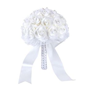 Buquê de casamento rosa colorido acessórios de casamento branco artificial flor da dama de honra pérolas contas noiva segurando flores cpa1582923700098