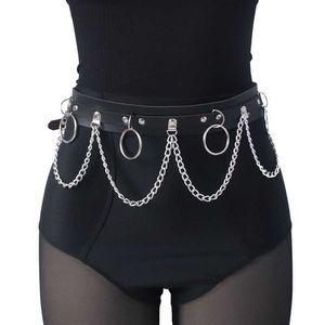 Punk style decorative belt binding belt exaggerated wide chain rivet waist chain belt net performance waist accessories 240315