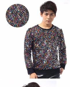 Stage Wear Men Sequins T-Shirt Dans Kostüm Şarkıcı Dansçı Hip Hop Performans Gece Kulübü Pıhtılaşma Erkek Günlük Gevşek Üstler Kişiselleştirilmiş