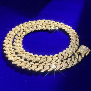 New Arrival Golden Supplier Necklace Waterproof Real Silver Cuban Link Chain 12mm 20 Inch Necklace for Men