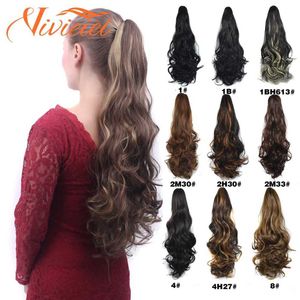 Syntetyczne peruki syntetyczne peruki Vivieiei Ponytail Claw 20 kręconego falistego prostego klipu w włosie One Piece A Jaw Long Pony Tails dla kobiet 240328 240327