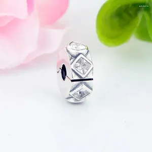 Lose Edelsteine 925 Silber quadratische Tropfen-Zirkonia-Stein-Stopper-Clips-Verschluss-Perle passend für Original-Pan-Charm-Armbänder zur Kinder-Berloque-Herstellung