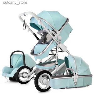 Barnvagnar# Högt landskap Baby Barnvagn 3 i 1 med bilsäterosa barnvagn Luxury Travel Pram bilstol och barnvagn Baby Carriage 7 gåvor L240319