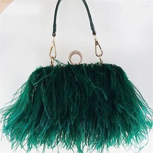 Totes Women's Evening Bags Trend Brand Ostrich Hair Banquet Bag Luxury Designer Handbags Fashion Chain Shoulder Clutches