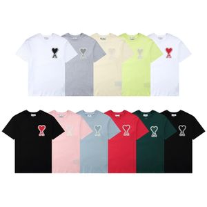 T-shirt da uomo estiva moda semplice tinta unita girocollo camicia modello ove ricamo nuove camicie da donna in 11 colori