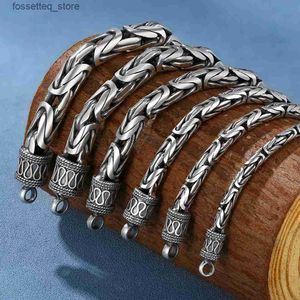 Charm Bracelets Real 925 Sterling Silver Women Men 4/5/6/7mm Vintage Byzantine Link S -clasp s 18cm to 22cm Length L240319