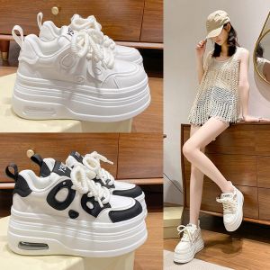 Shoes Fashion Tide 8CM High Platform Shoes Womens Chunky Sneakers Real Leather Height Increasing Sports Shoe Basketball Walking Shoe
