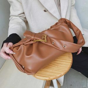 Totes Fashion Small PU Leather Shoulder Bags for Women 2024 Winter Trend Handbag Lady Travel Clutch Purses Simple Designer