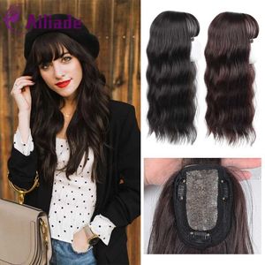 Synthetic Wigs AILIADE 45CM Synthetic Hair Long Water Wave One Piece Haipiece Black Brown Wave Pieces Clip in Hair Pieces For Women 240329