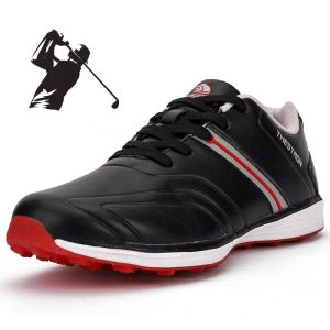 Shoes Waterproof Golf Shoes Black Mens Golf Sneakers Comfortable Golfer Footwear Non Slip Walking Sneakers Lace Up Outdoor Sneakers