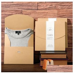 Presente Envoltório Em Branco Kraft Papel Envelope Caixa De Embalagem Para T-Shirt Roupas Express Embalagem Cartão Gota Entrega Home Jardim Festivo Dhhsg