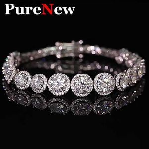 Charm Bracelets PureNew Full Round 10.1-11.1ct Moissanite for Women 925 Sterling Silver Chain Top Quality Womens Moissanite L240319