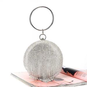 Eleganta axelväskor ny stil bankett tygväska kväll väska diamant inlagd rund fest designer handväskor 240311