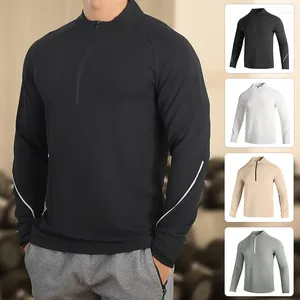 T-shirt da uomo Maglione sportivo Uomo Autunno e inverno Pullover a maniche lunghe con colletto alla coreana T-shirt da corsa allentata casual Ciclismo Fitness