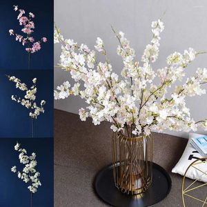 Dekorativa blommor Blomma Arrangemang Cherry Blossom Branch Färgglad Silk Floral Art Artificial 4-Ponged Handmade El