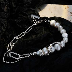 Charm Armband F.I.N.S Original S925 Sterling Silver Barock Freshwater Pearl Box Cu Chain Oregelbunden gotisk handpunk fina smycken L240315