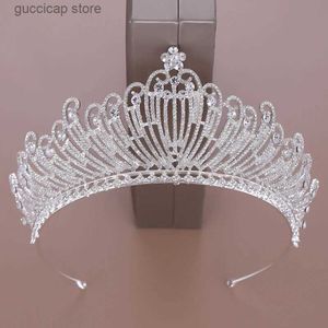 Tiaras الفاخرة الكريستال حجر الراين ولي العهد Tiaras و Crowts ملكة دياديا حزب الحزب التاج الشعر مجوهرات مجوهرات y240319