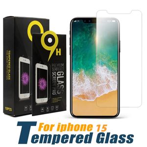 Displayschutzfolie für iPhone 15 14 13 12 11 Pro Max XS XR 7 8 Plus gehärtete Folie 0,33 mm gehärtetes Glas mit Papierbox