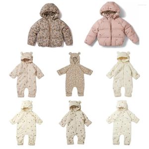 Down Coat IN STOCK 2024 Autumn And Winter KS Same Style Baby Children's Long-sleeved Full-print Quilted Hooded Jumpsuit Warm Outer Suit