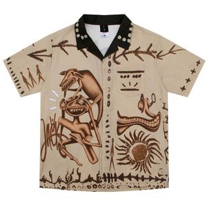 Designer skjorta herrknapp upp skjortor tryck skjorta hawaii blommor casual skjortor män smal passar kort ärm klänning hawaiian t-shirt storlek s-xl