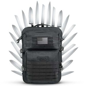 Sac Chef Tactical Carrying Case with 30+ Pockets and Culinary Knife Organizer Bag for Chefs | Knives & Tools Not Included (tactical Backpack (XL))