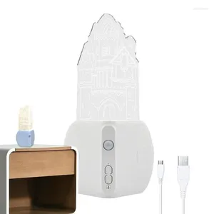 Night Lights Castle Light Lamp Magnetic Base Chargeable Acrylic Type-C Corner Sensor Always On/Sensing Dual Mode Table