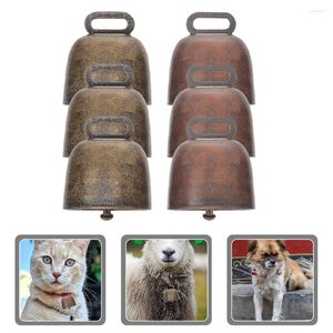 Party Supplies 6 PCS Metal Cowbell Rustic Bells Retro Decor Bulk Ringer Ornament Cowbells Pet Anti-Lost