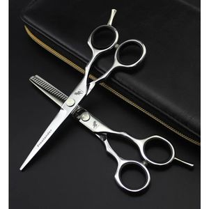 Professional Japan 4Cr 6 tum Black Cut Hair Scissors Frisyr Sissors tunnare Barber Hair Cutting Shears Frisörsax