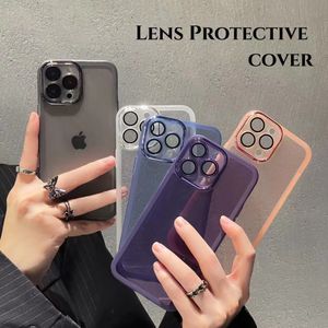 Matte Translucent Ultra Thin Shockproof Soft TPU Cases For iPhone 15 14 13 12 11 Pro Max 14Plus Clear Frosted Armor Skin Cover With Camera Lens Glass Film Protection