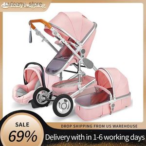 유모차# 베이비 유모차 3 in 1 High Landscape Stroller reclining baby carriage 접이식 유모차 베이비베이스 푸시어 신생아 L240319